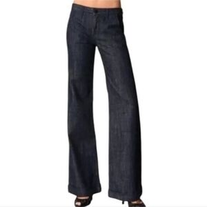 Express Design Studio Vintage Editor Low Rise Dark Flare Denim Trousers Size 6